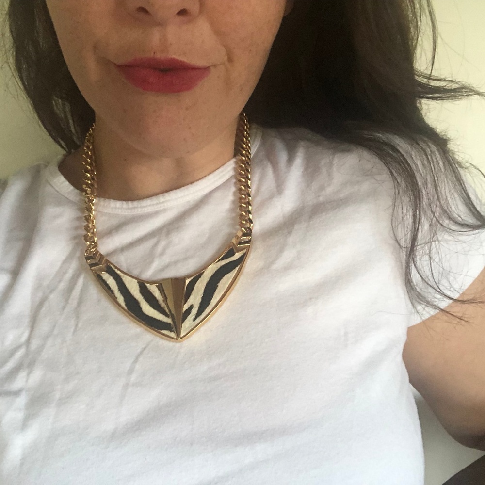 Vince Camuto Zebra Fur Necklace